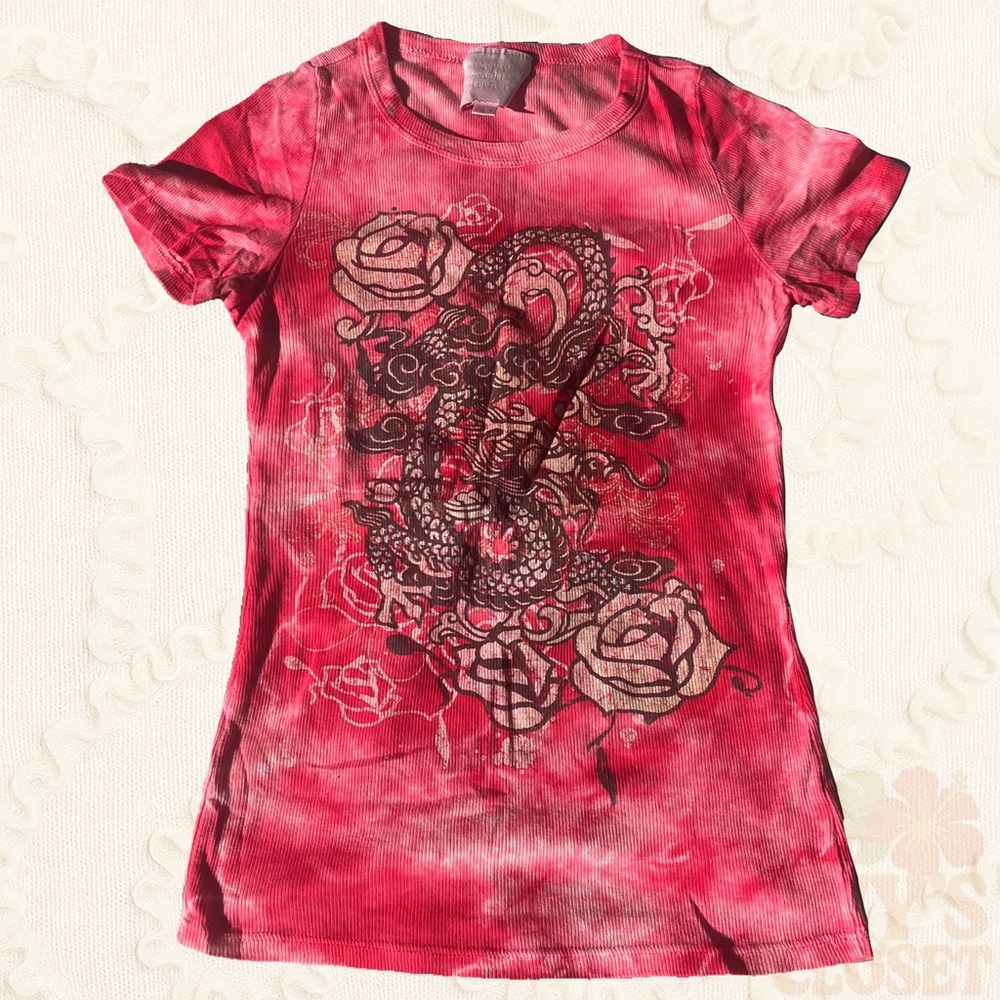 'Romeo & Juliet Couture' Vintage Pink Rhinstone Vector Burnout Top